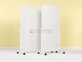 Hohes mobiles Whiteboard, beidseitig Keramik, weiß, rollbar