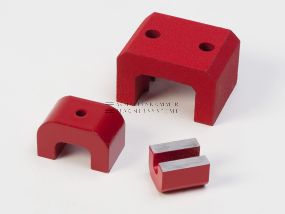AINiCo magnets in bridge shape, painted red