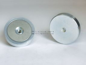 Magnet system with internal thread and magnetic core made of neodymium