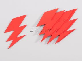 Magnetic symbol &quot;lightning&quot;, W: 55 mm, H: 125 mm, thickness: 0,9 mm, luminous red