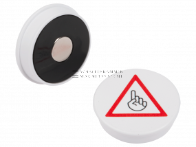 Magnetic symbol &quot;Attention finger&quot;, D: 36 mm, H: 8,5 mm, white