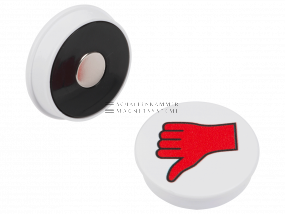 Magnetsymbol &quot;Daumen unten&quot;, D: 36 mm, H: 8,5 mm, weiß