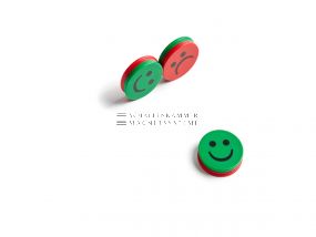 Magnetsymbol &quot;Smiley&quot; Wendemagnet grün-rot, D: 25 mm