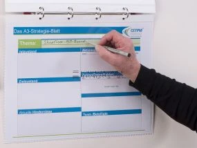 Einsteckhülle für DIN A3 quer, mit Vorder- und rückseitiger Tasche, weiß/transparent