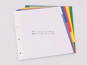 Register für DIN A4 quer, 5-farbig mit Vorder- und rückseitiger Tasche, B:310 mm, H: 255 mm