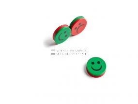 Magnetsymbol &quot;Smiley&quot; Wendemagnet grün-rot, D: 25 mm