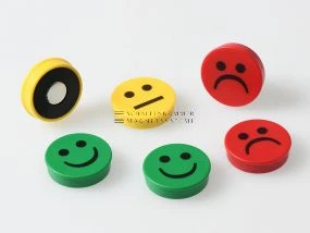 Smileys, grün, gelb, rot, extra starke Haftung durch Neodym-Kern