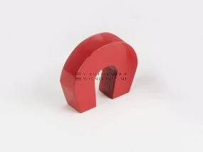 Horseshoe magnet, L: 8 mm, W: 28,6 mm, H: 25,4 mm, AlNiCo 500, red