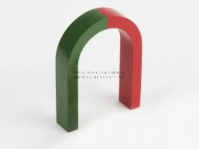 Horseshoe magnet, L: 15 mm, W: 60 mm, H: 80 mm, AlNiCo 500, red/green