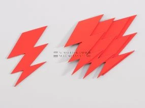 Magnetic symbol &quot;lightning&quot;, W: 55 mm, H: 125 mm, thickness: 0,9 mm, luminous red