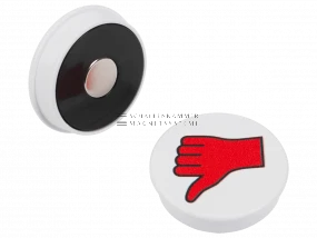 Magnetic symbol &quot;Thumbs down&quot;, D: 36 mm, H: 8,5 mm, white