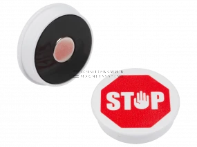 Magnetic symbol &quot;Stop&quot;, D: 36 mm, H: 8,5 mm, white