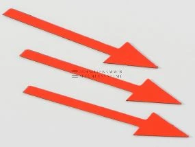 Magnetic symbol &quot;Arrow&quot;, B: 60 mm, H: 15/5 mm, thickness: 0,9 mm, luminous red