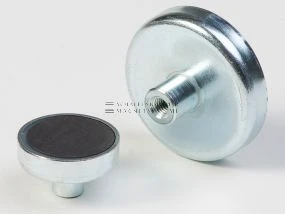 Magnetic system with threaded socket and magnetic core made of ferrite