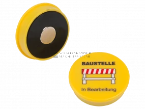 Magnetsymbol "Baustelle", D: 36 mm, H: 8,5 mm, gelb